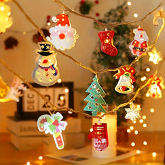 1pc Festive Christmas LED String Lights, Santa Claus & Snowman Design, Battery-Powered Indoor Holiday Decor, No Batteries Included, Electronic Components, for Home, Party, Bedroom, Tree Decoration