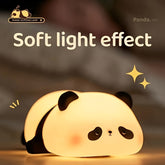 Veilleuse panda mignonne - Rechargeable par USB, veilleuse à intensité variable sur 3 niveaux, 7 couleurs changeantes, veilleuse LED à réduction de pression - Lampe de camping extérieure, idéale pour les chambres, les cadeaux de Noël et les anniversaires