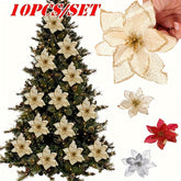 Fleurs artificielles vintage pour sapin de Noël - Décorations de Noël réalistes en plastique pour Thanksgiving et fêtes de fin d'année, centre de table facile à accrocher, sans entretien, décorations de Noël, centre de table festif, aucun entretien requis