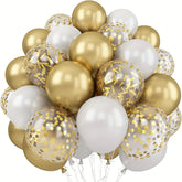 30pcs 30.48 cm Metallic Golden Balloons Pearl White Latex Balloons Golden Confetti Balloons for Birthday Weddings Anniversary Party Decorations, Halloween Decorations, Christmas Decorations