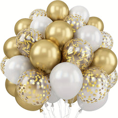 30pcs 30.48 cm Metallic Golden Balloons Pearl White Latex Balloons Golden Confetti Balloons for Birthday Weddings Anniversary Party Decorations, Halloween Decorations, Christmas Decorations