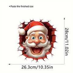 1pc Creative Naughty Santa Claus Broken Wall Toilet Stickers - Visual Design | PVC Matte Material | Bedroom Wall Stickers | Self Adhesive Decorative Stickers | Removable No Glue | Bathroom Decoration | Garage Wall Decoration | Festive Atmosphere
