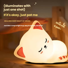 Touch-Controlled Sleepy Cat Night Light - Cute Silicone Lamp with 3 Brightness Levels & Timer, Ideal for Christmas Gifts, Home Office, Bedroom, Hotel, Parties & Restaurant Decor, Holiday Office, Restaurant Decor