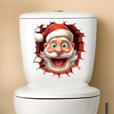 1pc Creative Naughty Santa Claus Broken Wall Toilet Stickers - Visual Design | PVC Matte Material | Bedroom Wall Stickers | Self Adhesive Decorative Stickers | Removable No Glue | Bathroom Decoration | Garage Wall Decoration | Festive Atmosphere