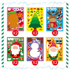12 Sheets Christmas Stickers Christmas Party Games Stickers Make Your Own Christmas Stickers, Christmas Sticker Sheet Activities Craft Kits,Christmas Activities Sticker