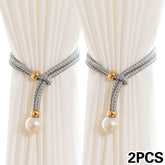2pcs Luxury French Curtain Tiebacks with Artificial Pearl Decoration, Convenient Hanging Tieback Decorative Curtain Fixer, Suitable for Home Bedroom Office Decorative Curtain Tiebacks