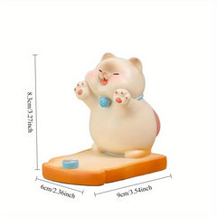 Cute Cat Phone Stand - Desktop Office Decoration - Lazy Holder Support - Stress Relief Desk Accessory - Adorable Cat Figurine Stand