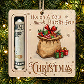 Christmas Money Clip - Santa Claus & Reindeer Design with "Here'S a Few Coins for Christmas" Sign, Artificial Wood Hanging Ornament for Holiday Decor, No Electricity Needed, Festive Gift Idea, Christmas Decorations, Christmas Decor, Christmas Decorations,