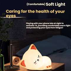 Touch-Controlled Sleepy Cat Night Light - Cute Silicone Lamp with 3 Brightness Levels & Timer, Ideal for Christmas Gifts, Home Office, Bedroom, Hotel, Parties & Restaurant Decor, Holiday Office, Restaurant Decor