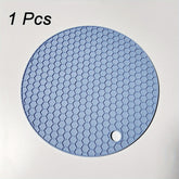 1/4pcs Round Honeycomb Silicone Placemat 17.02 Cm, Heat Insulation Pad, Non-slip Pot Holder, Easy To Clean And High Temperature Resistant Table Mat, Tabletop Protection, Home Kitchen Dining Table Decor
