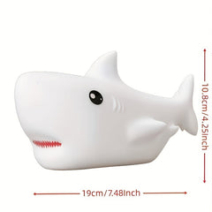 1pc Modern Color-Changing Shark Silicone Lamp, Touch-Controlled Freestanding Tabletop Ambient Light, Adjustable Lighting, Rechargeable Lithium Battery, Plastic Shade, USB Cable Included, Animal Theme Bedroom Companion Headlight