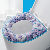 Universal large floral coral fleece toilet seat cover