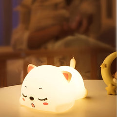 Veilleuse Chaton Mignon | Veilleuse LED Chaton Mignon | Poupée Chat de Dessin Animé Créatif Décompression Pat Lumière Enfant Cadeau d'Anniversaire Jouet Veilleuse Décoration