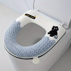 Thickened toilet seat cover with cat design, suitable for all seasons
