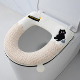 Thickened toilet seat cover with cat design, suitable for all seasons