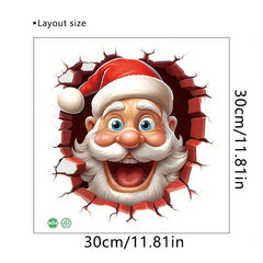 1pc Creative Naughty Santa Claus Broken Wall Toilet Stickers - Visual Design | PVC Matte Material | Bedroom Wall Stickers | Self Adhesive Decorative Stickers | Removable No Glue | Bathroom Decoration | Garage Wall Decoration | Festive Atmosphere