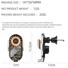 15W Transparent Magnetic Fast Wireless Charging Car Mount