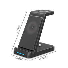 3-in-1 Magnetic Desktop Wireless Charger, Aluminum Alloy + Acrylic Material