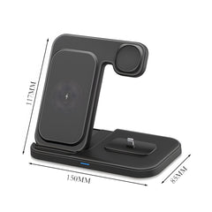 3-in-1 Foldable Desktop Wireless Charger with Touch Ambient Light, Simultaneous Wireless Charging for Phones