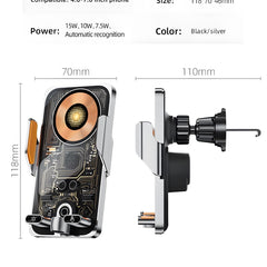 15W Magnetic Wireless Car Charger Mount with Automatic Clasp