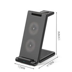 3-in-1 Portable Foldable Desktop Wireless Charger, Simultaneous Wireless Charging for Phones