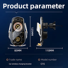 15W Fast Transparent Wireless Car Charger Mount - Automatic Clamping