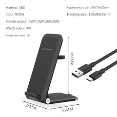 3-in-1 Foldable Desktop Wireless Charger, Simultaneous Wireless Charging for Phones