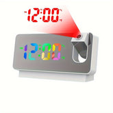 Mirror Alarm Clock with Colorful LED Digital Projection - Ideal for Home, Kitchen, Bedroom
