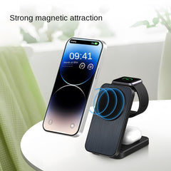 Mini cargador inalámbrico magnético de escritorio 3 en 1, carga inalámbrica simultánea para teléfonos.