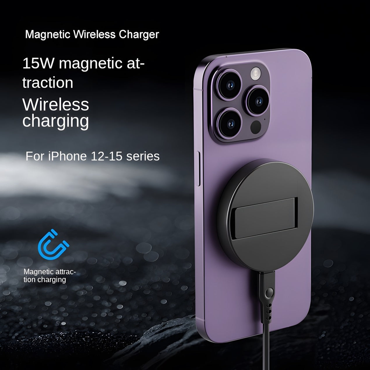 Mini support magnétique de bureau pour téléphone avec chargeur sans fil, matériau ABS et acrylique, support arrière