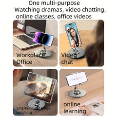 360° Rotating Metal Phone Stand - Premium Mechanical Desktop & Tablet Holder - Foldable Design - Ideal for Streaming & Entertainment - Wholesale Bulk Supply