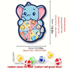 1pc Youngsters' Sticky Ball Target Board with 6 Balls & Hook - Cartoon Animal Game Featuring Fox, Elephant, Dinosaur - Ideal for Birthday Parties & Youngsters' Event Games, Indoor Fabric Playset, Educational Puzzle Activity, Youngsters'S Party Games|Carto