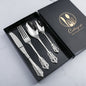 Palace-Style Stainless Steel Flatware Set Gift Box,Knife Spoon And Fork Cutlery Set,
