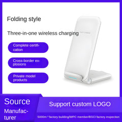 3-in-1 Foldable Desktop Wireless Charger, Simultaneous Wireless Charging for Phones