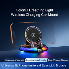 SD40 wireless charging car mount with RGB ambient light, Platinum
