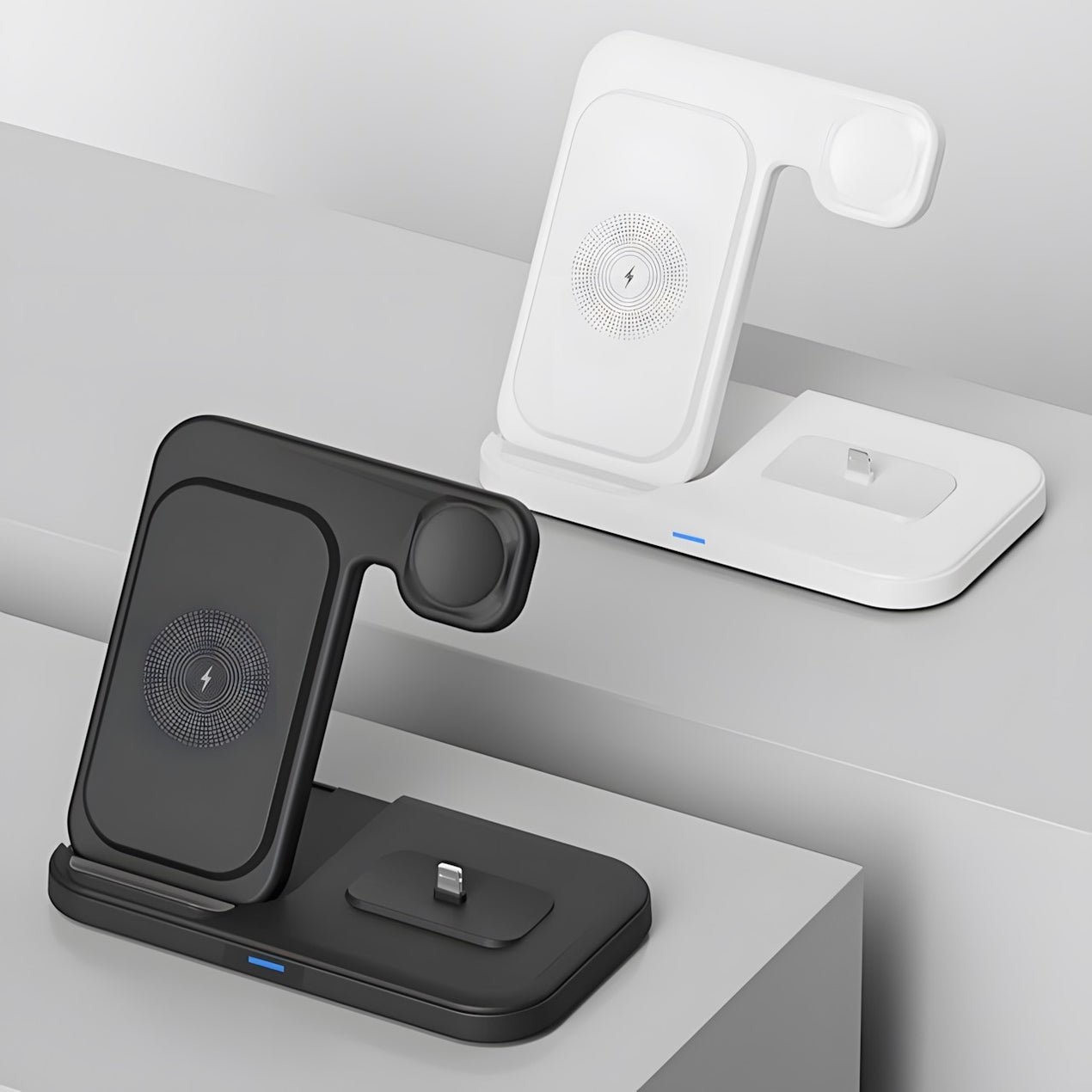 Chargeur sans fil pliable 3 en 1 avec éclairage d'ambiance tactile, recharge sans fil simultanée pour téléphones