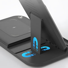 Cargador inalámbrico de escritorio plegable 3 en 1 con luz ambiental táctil