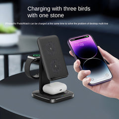 3-in-1 Foldable Desktop Wireless Charger with Adjustable Phone Charging Angle