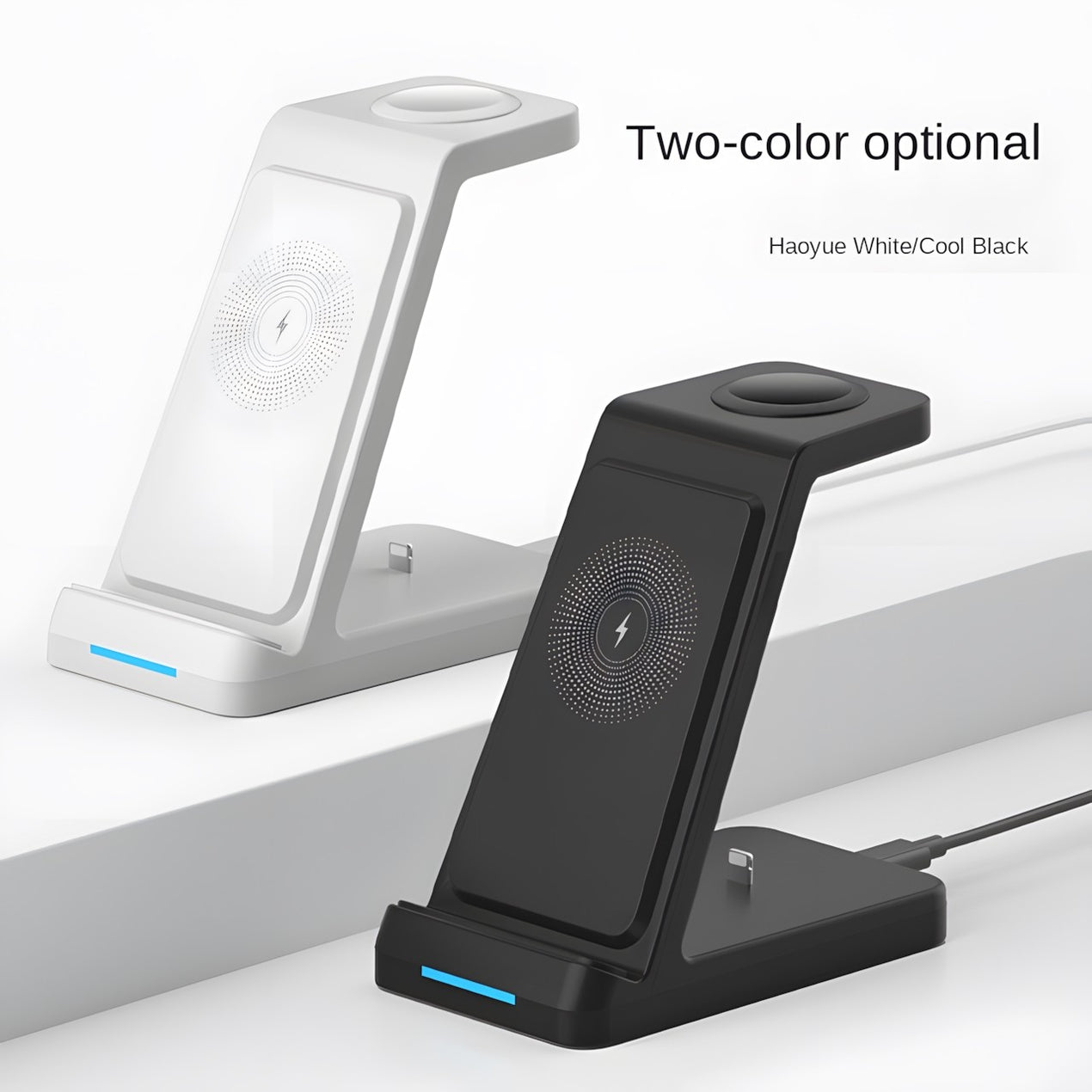 Chargeur de bureau magnétique sans fil 3 en 1, alliage d'aluminium et acrylique