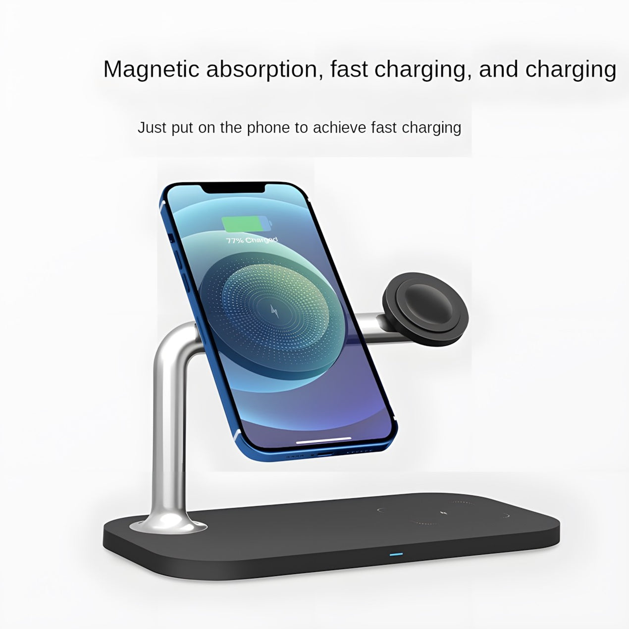 Chargeur magnétique sans fil 3 en 1 pour bureau, charge sans fil simultanée pour téléphones