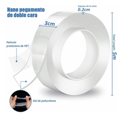 5M Double Sided Tape Heavy Duty, Nano Washable Traceless Removable Mounting Tape