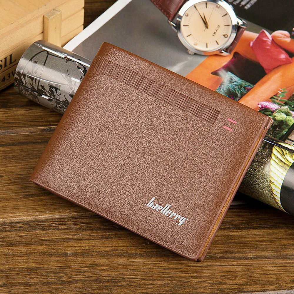 Baellerry Vintage Dot Stripe Business Short Clutch Wallet Photo Cash Card Holder for Men