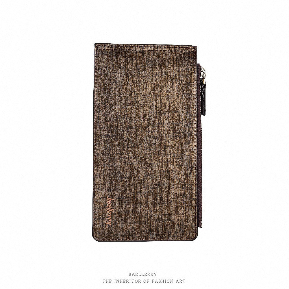 Baellerry Men's PU Leather Long Wallet with Card Slots and Zipper Closure