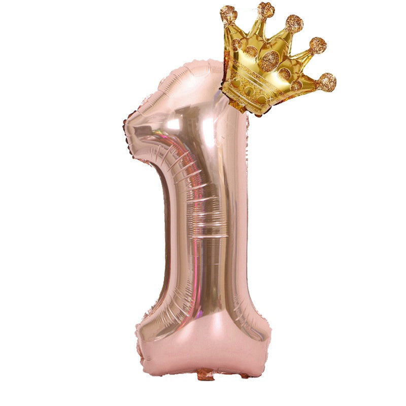 Gorgeous Rose Golden Number Crown Balloon - Perfect for Birthday, Wedding & Aesthetic Room Decorations!, Halloween Decorations, Christmas Decorations, Christening Balloons, Decoration for Party, Reusable Balloon Garland, Balloon Sets, Themed Balloons, Bir