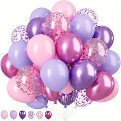 52pcs Pink And Purple Balloons: 30.48 cm Confetti Balloons, Metallic Purple And Pink Latex Balloons, Perfect for Girls Birthday, Shower, Wedding, Princess Party Decorations, Halloween Decorations, Christmas Decorations
