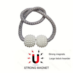 2pcs Delicate Magnetic Curtain Tiebacks With Small Faux Pearl, For Bedroom Living Room Home Decor
