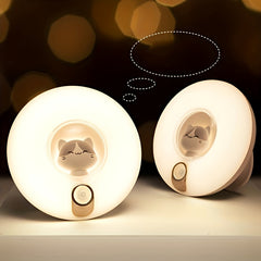 800mAh Donut-Shaped Cat Night Light with Desktop Stand - Magnetic Hallway Room Motion Sensor Light with Dual Light and Motion Sensors