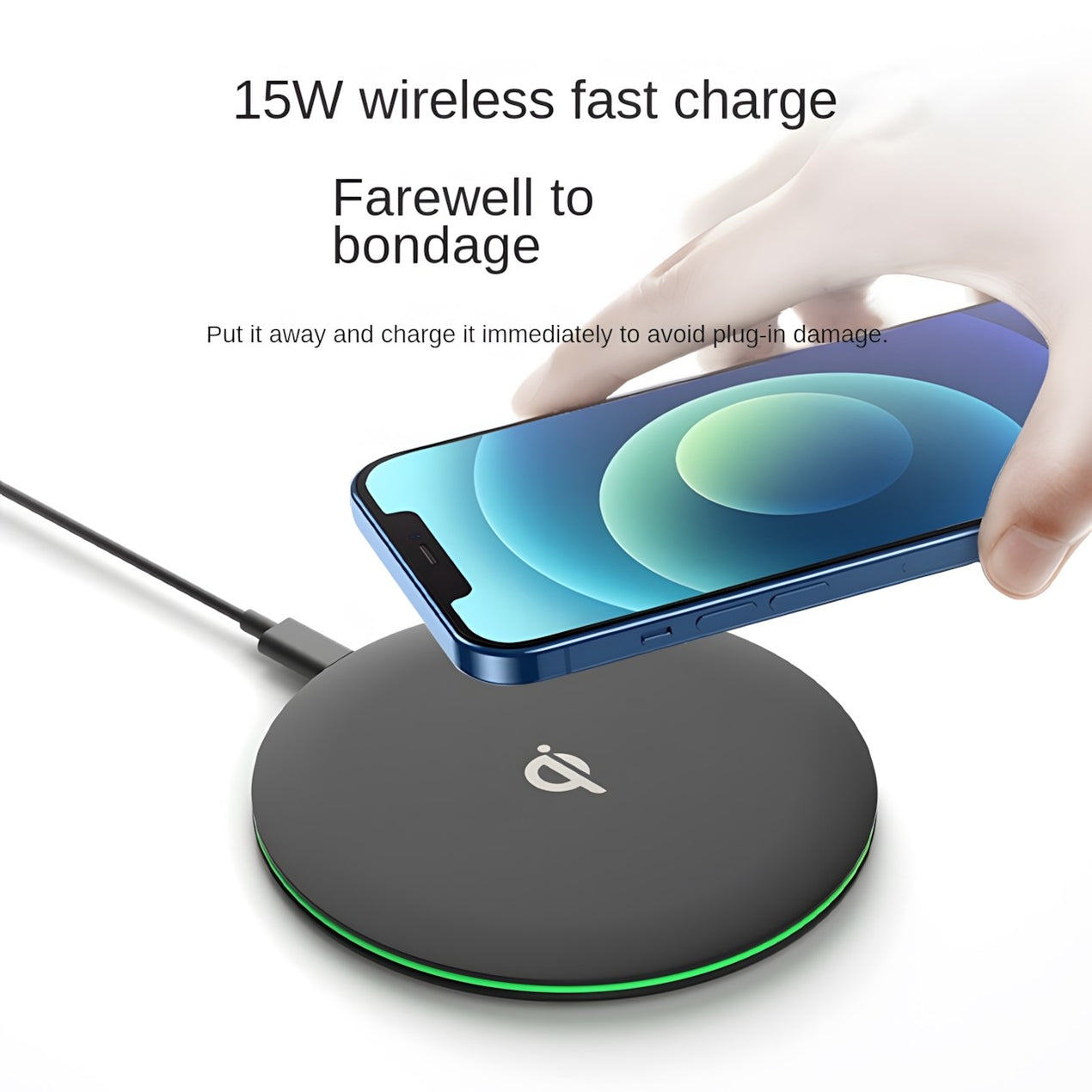 Chargeur sans fil rond minimaliste avec lumière ambiante, recharge sans fil pour téléphones