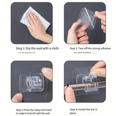 Curtain Rod Hook Curtain Rod Clip Fixer Non-drilling Adhesive Bracket Clip Horizontal Rod Door Curtain Extension Rod Sticky Hook