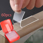60pcs Strong Large Adhesive Hooks Multi-functional Stainless Steel Kitchen Hooks No Trace Adhesive Door Back No Drilling Required